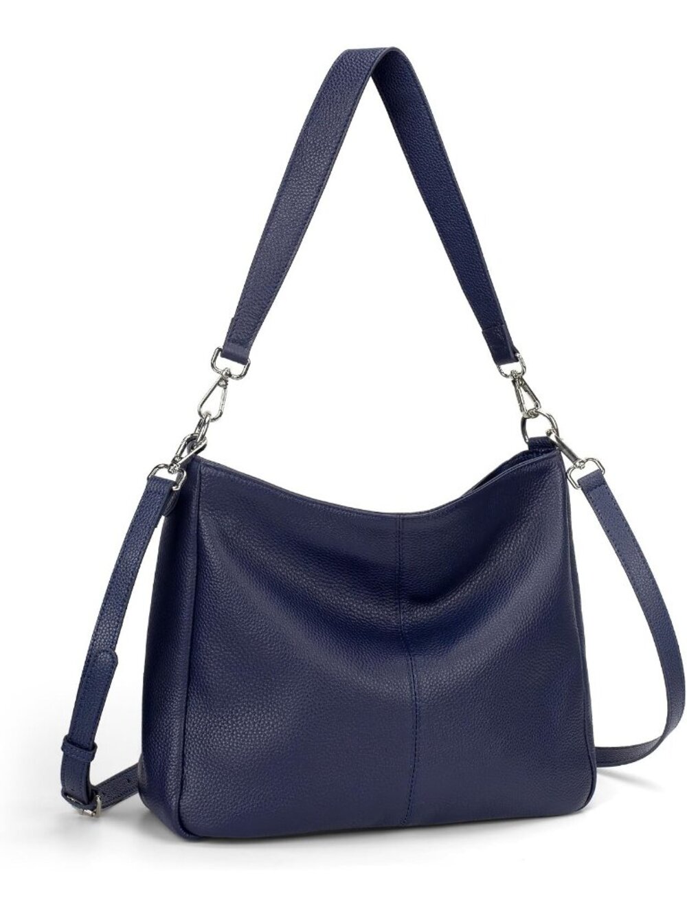 Women's Navy Genuine Leather Hobo Purses Crossbody Bag with 2 Shoulder Straps